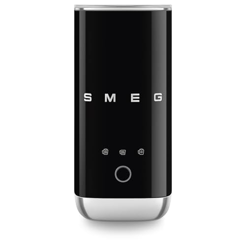 Smeg, Mousseur à Lait Électrique MFF02BLEU, 3 Fonctions Boisson, Fouet Amovible, Revêtement Céramique Antiadhésif, 500 W, Noir