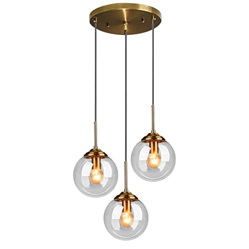 Suspension 3 globes alignés laiton : dites adieu aux cuisines sombres