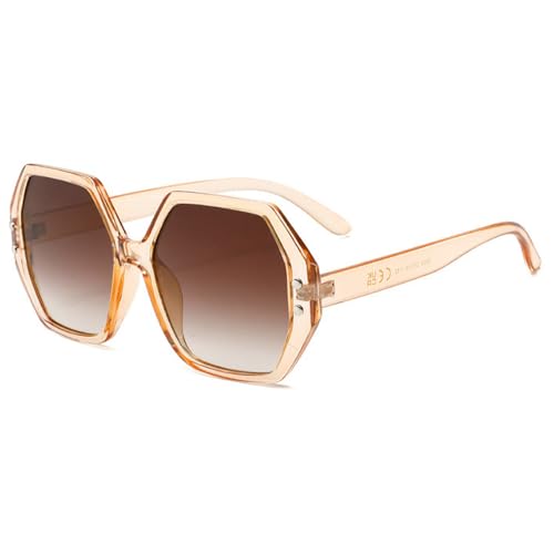 Retro Polygon Square Sunglasses Women Vintage Hexagon Shades Oversized Rivets Sun Glasses Trendy UV400 Glasses for Unisex2