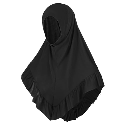 SIQITECHNO Women Muslim Hijab Scarf Ruffled Islamic Arabic Turban Instant Long Head Scarf Shawl Eid Prayer Head Wrap