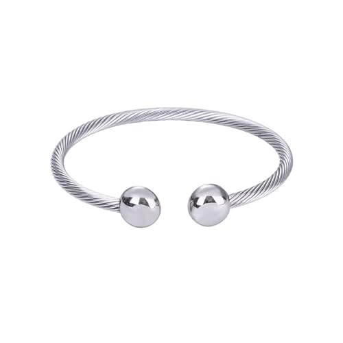 Tiyad Twisted Wire Cable Cuff Bracelet Adjustable Cable Stainless Steel Bangle Bracelets Inspired Vintage Open Cuff Bracelet Jewelry For Women (Silver) #TOP6