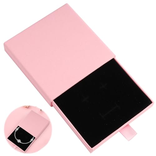 Joyería en Papel cajitas,regalo para exhibición de joyería de papel Elegante y Práctica, 9x9x1.7 cm, Para colocar collares, pendientes y anillos, Aplicar cualquier escenario Rosa
