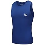 Konrunppy Boys Compression Tank Top Youth Athletic Sleeveless Shirt Quick Dry Basketball Football Undershirts Kids Sports Baselayer Vest (Blue,X-Large)