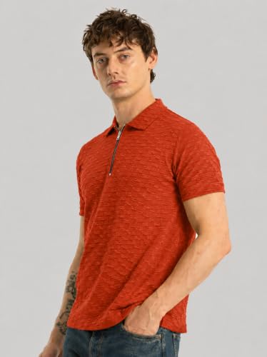 Image of Preneum Men's Solid Polycotton T-Shirt | Collared Neck | Half Sleeve | Regular Fit | Everyday Casual Wear (Available in Plus Sizes)