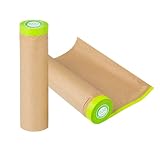 Pre-Taped Masking Paper for Painting - 24 inch x 50 feet Tape and Drape Painters Paper, Paint Adhesi
