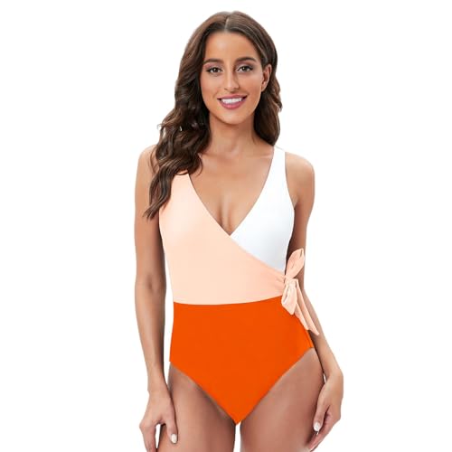 Maillot de bain une pièce galbant à col en V et dos nu