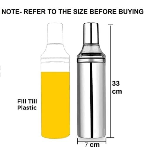 STEEPLE® Steel Oil Dispenser 1 litre | Oil Container | Oil Bottle | Storage Organizer | Pot | Cooking Oil Dispenser For Kitchen Set & Resturant 1000ml Pack Of 2 1