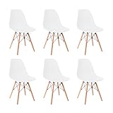 Komfort Set de 6 Sillas de Comedor Eames Resistentes y Duraderas (Blanco)