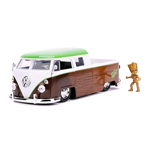 Marvel Guardians Of The Galaxy 1:24 Volkswagen Bus Die-Cast Car & 2.75" Groot Figure, Toys For Kids And Adults #TOP1