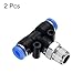 HARFINGTON 2pcs Air Line Fitting 4mm Tube OD x NPT 1/8 Thread PT4-U Pneumatic Male Branch Tee Quick Push to Connect Brass Air Line Hose for Industry Air System