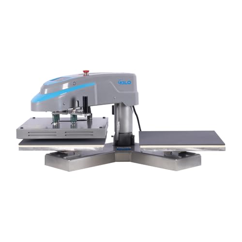 DOPERFE 16x16-inch Heat Press, Automatic Pneumatic Dual-Plate Oscillating Head, Infrared Positioning System, Commercial-Grade Heat Transfer Equipment (Blue+Grey, 16x16)