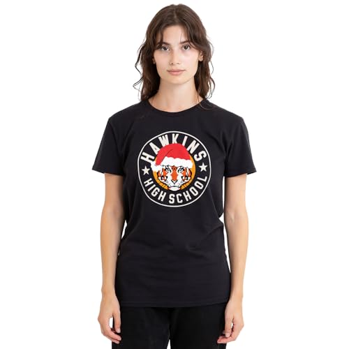 T-shirt Stranger Things Hawkins : le cadeau de Noël parfait pour femme en noir