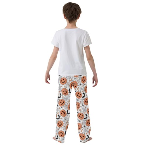 Pumpkin Spider Moon Boys Long Pants Soft Trousers Elastic Waist Kids Lounge Bottoms with Pockets S-XL3