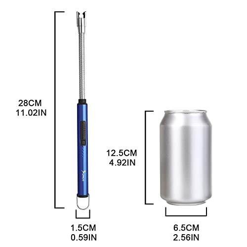 SUPRUS Candle Rechargeable Electric Arc Lighter Stainless Steel Housing & Hanging Hook with 360° Flexible Neck (Dark Blue)