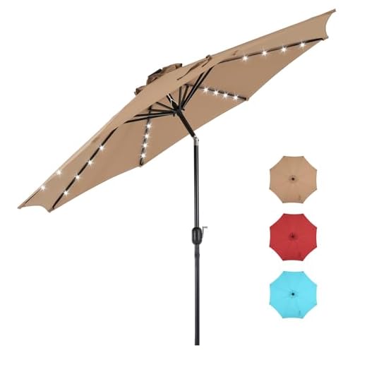 Best solor powered umbrella lights 10 ft Patio Umbrella with Solar Lights