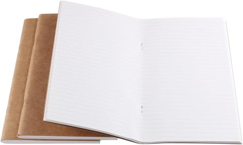 Image of PURESTORY Set of 3 Ruled Travel Journal Refill Inserts - 4.3 x 7.5 Inches, 40 Sheets /80 Pages Each - Notebook Replacement Inserts for Travelers Notebook, Diary & Personal Writing