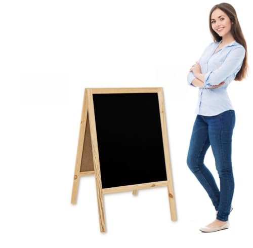 Chevalet stop trottoir en bois Nature Classic M (60x100 cm) - Ardoise pour Craie