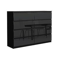 Meble Masztalerz Kommode 120cm Breit - Modernes Sideboard Mit 3 Schubladen | Schwarz