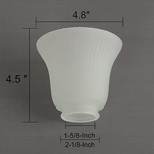 Anmire 2 Pack Frosted Ribbed Glass Shade, Bell Shaped Light Fixture Replacement Globe or Cover with 2-1/8-Inch Fitter for Ceiling Fan Light Chandelier Wall Sconce, G0016