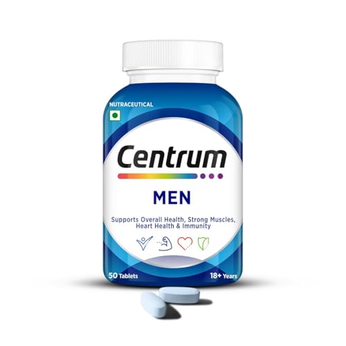 Image of Centrum Men - Multivitamin Tablet for Men | With 23 Vital Nutrients including Zinc, Magnesium, Vitamin B, C, D, Calcium for Energy, Immunity, Muscles and Overall Health | Veg - 50 tablets