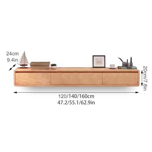 FENOKD Floating TV Shelf with 2 Drawers for Bedroom and Living Room Storage Gray 140cm (Grey 140cm)