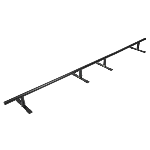 Reniecy 98.8” Round Bar Skate Rail Portable Skateboard Grind Rail Adjustable Height Skate Park Grind Rails for Skateboard, Scooter, Snowboard and Inline Skates Detachable Ramps Rails Black Steel