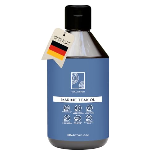 Cura Lignum Teakholz öl aussen- 500 ml - Satin & Gold Finish - stärkt die Wasserfestigkeit von Holz - Anti-Fettung - Teak öl Außen & Innen Teaköl für Gartenmöbel