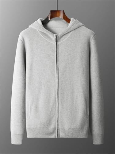 Men’S Thick Cashmere Hooded Knitted Cardigan Crew Neck Long Sleeve Full Zip Basic Casual Sweater2