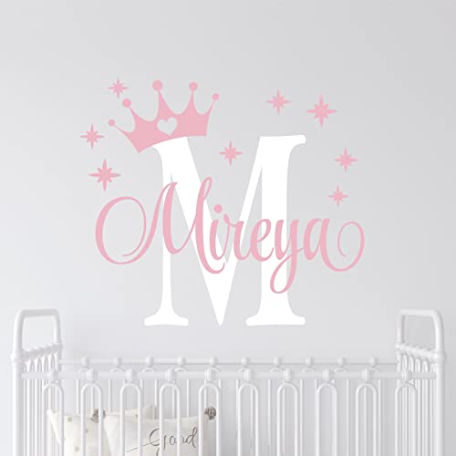 Princess Name Wall Decal Sticker Custom Name Wall Decal Girls Room Boys Room - Personalized Name Wall Decal Nursery Decal - Baby Monogram Vinyl Wall Art (15" Wide X 13" High) #TOP28