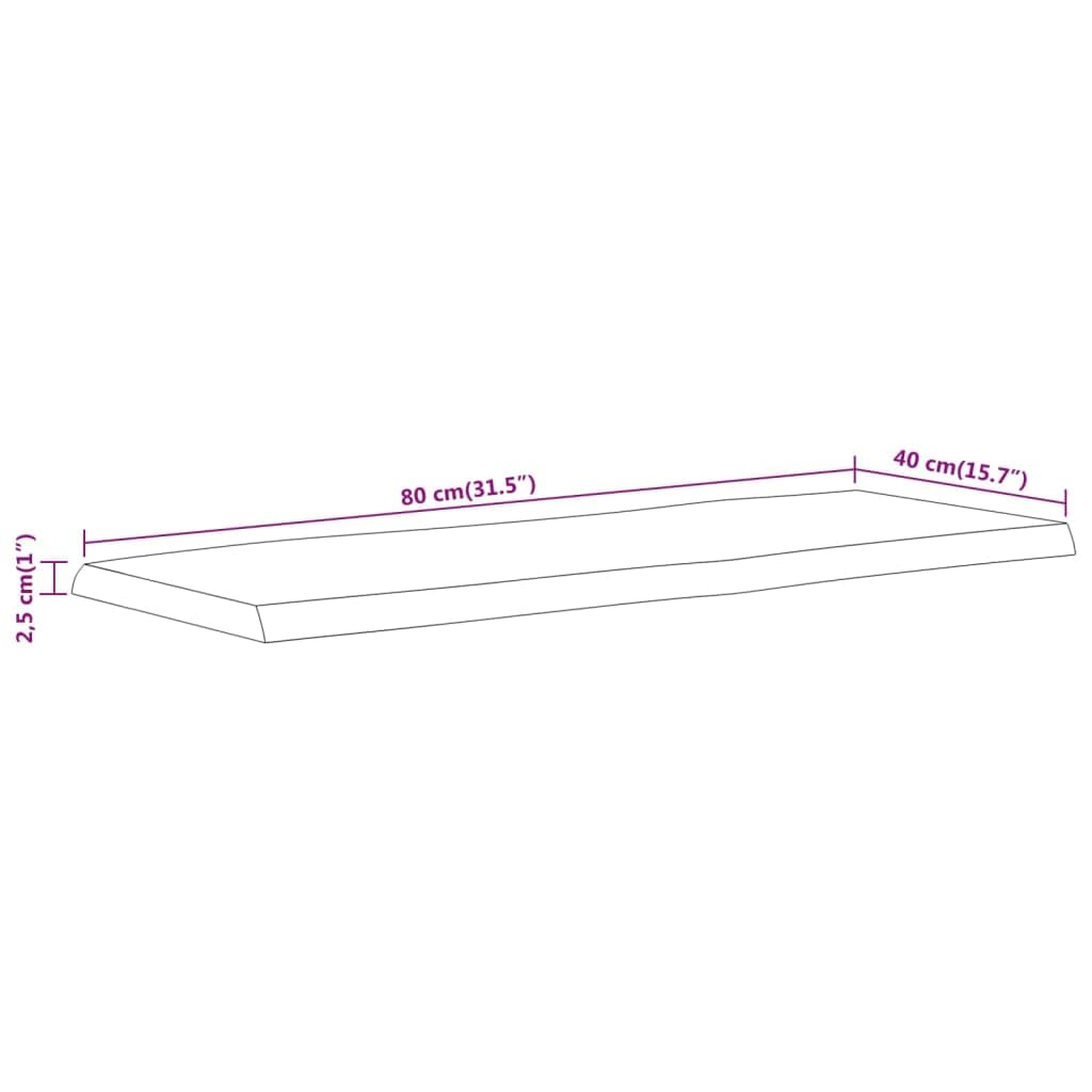 Dessus de table 80x40x2,5 cm rectangulaire bois massif acacia