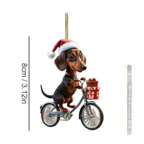 Weihnachtsdekoration Dackel, Acryl, flach, Welpe, Dekoration, Rückspiegelketten für Auto, S3L1