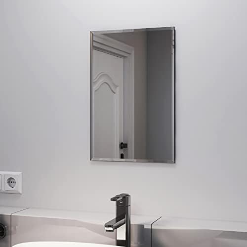Dripex 60 x 45cm Frameless Bathroom Mirror, Rectangle Wall Mounted