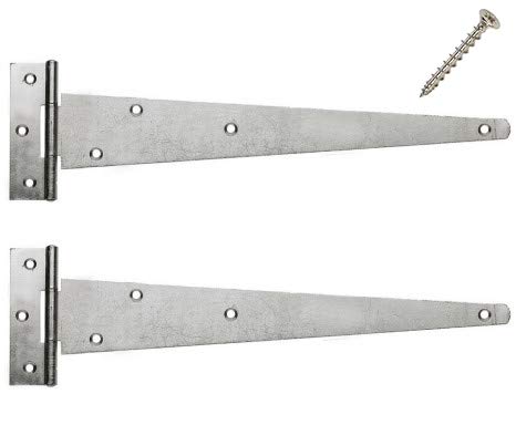 Fixings Direct Pair Of High Quality Tee Hinges (Double Layer Galvanised For Anti Rust, Strong Latch Point For Anti Snapping) Multi Sizes Ideal For Gates, Sheds, Barns & More (300Mm (12”))