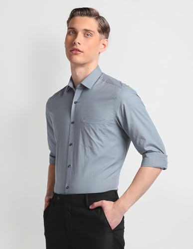 Image of Arrow Men Slim fit Cotton Checked Long Sleeves Cutaway Collar Shirt