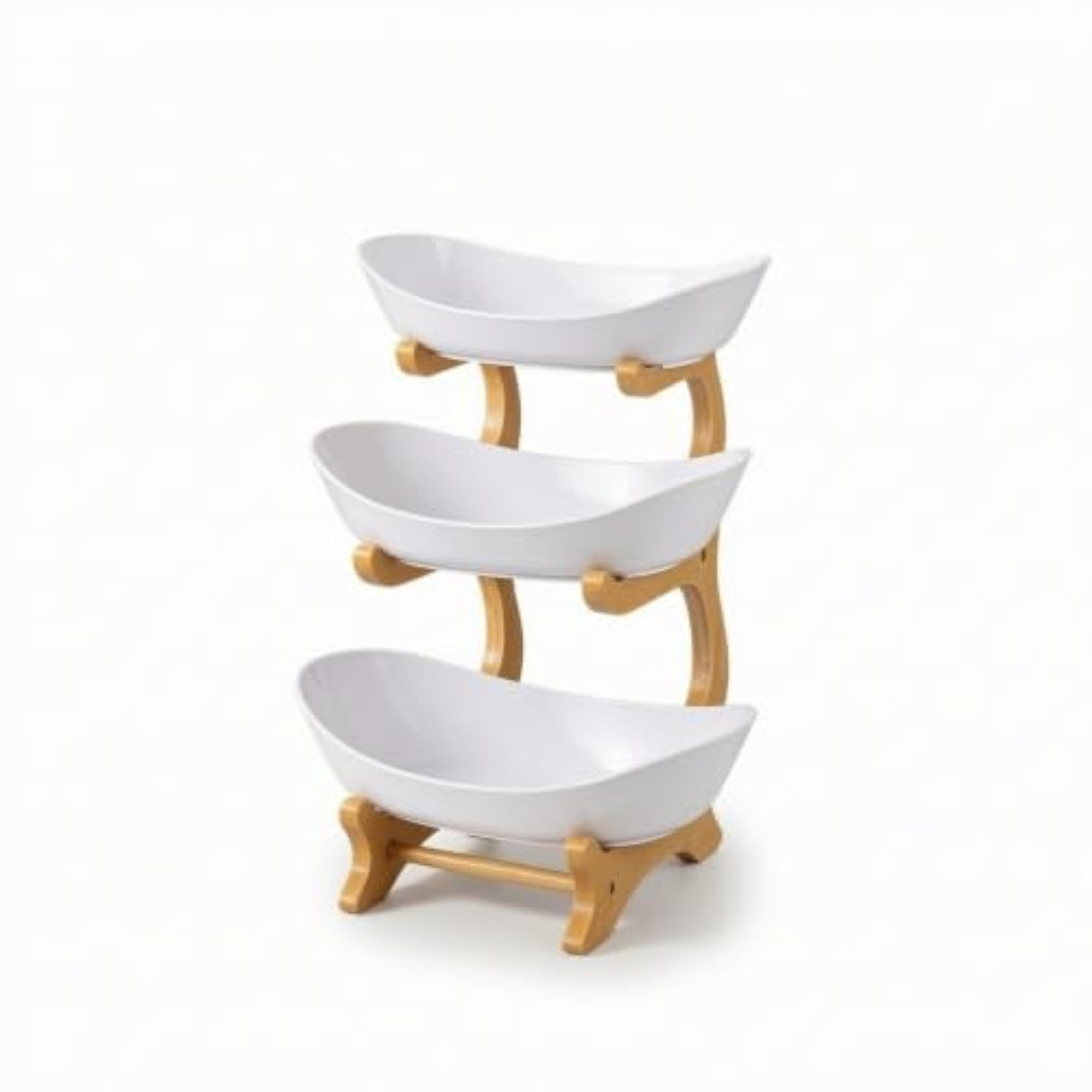 Tiered Fruit Tray Stand with Bamboo Rack