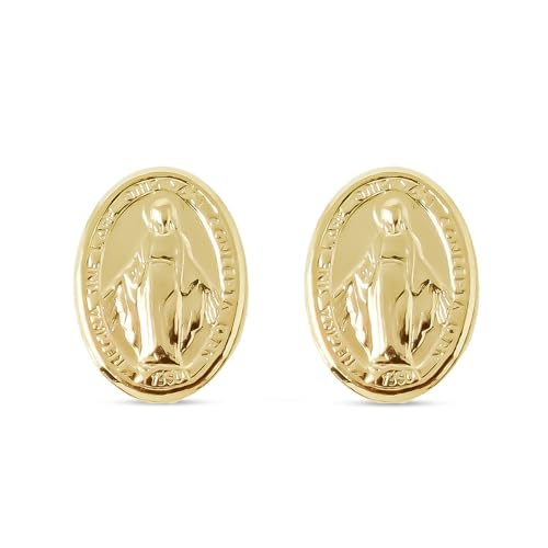 Pendientes Virgen Milagrosa de plata dorada el regalo de primera comunión perfecto para niña