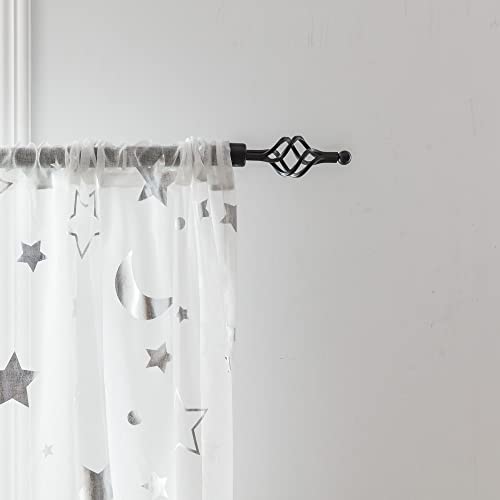 BOYOUTH Stars and Moon Pattern Sheer Voile Curtains for Window Decorations,Rod Pocket Curtains and Drapes for Bedroom,Study,Living Room,Silver,2 Panels,39 x 51 Inches - Image 3