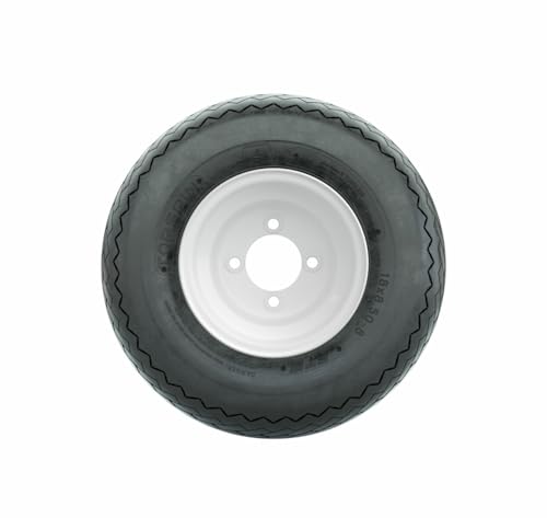 GTW 8 Inch Golf Cart Wheel and Tire Combo | White Steel Wheel on18x8.5-8 (18\") Topspin Sawtooth Tire | For Golf Course and Street Applications