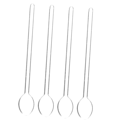 MUCKLILY 4pcs Heat Resistant Glass Spoon Clear Long Handle Stirrer for Desserts Milk More Elegant Kitchen Utensils Safe Comfortable Grip Modern Design