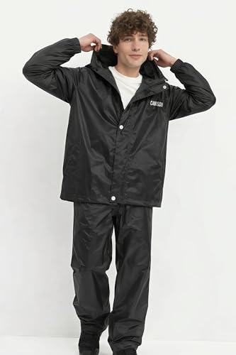 Image of Mens Raincoat Suit with Pant Set Legacy Series | Waterproof Lightweight Breathable Rain Wear | Strong Stitching, Elastic Cuff & Waterproof Zipper Raincoat for men waterproof