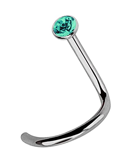 Modern Nature Piercing-Schmuck 1X Tapones de Nariz de Titanio Espiral, Engarzado 2,2mm Piedra en Muchos Colores Seleccionable, Vara 0,8 MM - Verde Turquesa Cover