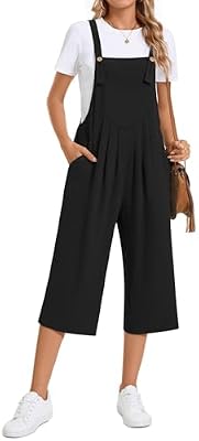 TAOHUADAO Womens Adjustable Jumpsuits - Casual Wide Leg Boho Sleeveless Loose Rompers with Pocket, B...