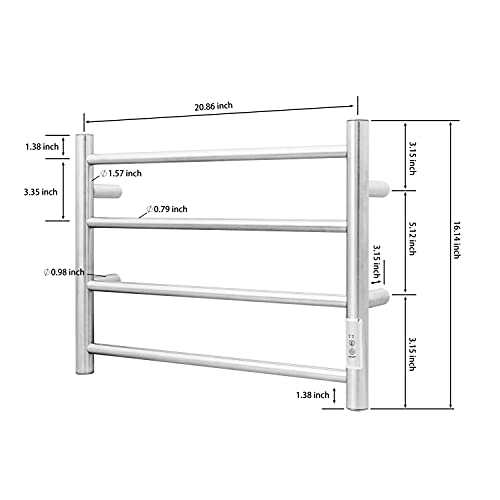 Keg Towel Warmer Wall Mounted With Built-In Timer 4 Bars Electric Stainless Steel Heated Towel Racks For Bathroom, Hot Plug-In Bath Towel Heater Brushed Nickel #TOP2