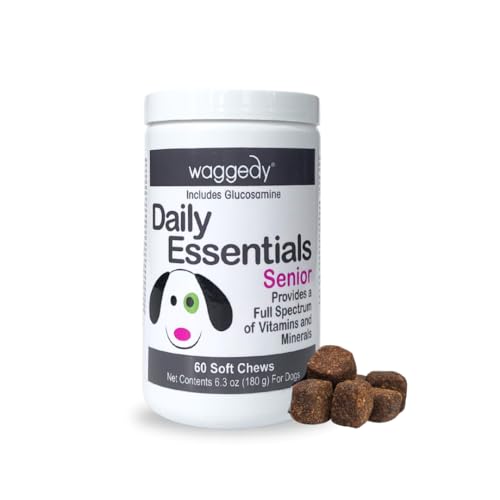 waggedy Daily Essentials Senior Soft Chews with Glucosamine — Pet Supplies for Digestion and Joint Health — Dog Multivitamin Treats for Overall Defense — Dog Vitamins and Supplements (60 Chews) waggedy Daily Essentials Senior Soft Chews with Glucosamine — Pet Supplies for Digestion and Joint Health — Dog Multivitamin Treats for Overall Defense — Dog Vitamins and Supplements (60 Chews)