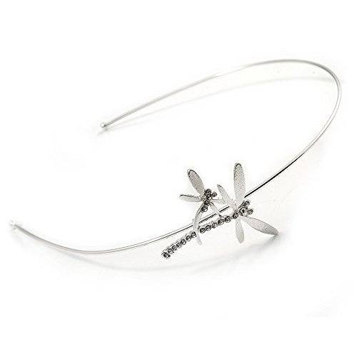 Preisvergleich Produktbild Avalaya Tiara, rhodiniert, Kristall, Libellen-Design