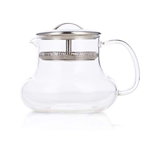 Yama Sitka 24oz Borosilicate Glass Teapot with Built-in Mesh Filter, Dishwasher Safe, Ideal for Loose Leaf Tea, Dishwasher Safe