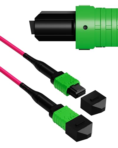 Image of 3M MPO to MPO Fiber Cable APC, OM4 Fiber Cable 40G /400G /800G, 16 Cores Female Type B Multimode LSZH, MTP Compatible for FTTx - 3M(9.8FT)