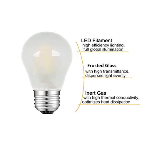 Beonllay Frosted E26 Led Bulb 25W Equivalent 2700K Warm White 2W Led Light Bulb Dimmable Led Filament Globe Bulb, Short Edison Bulb For Ceiling Fan, Chandelier, Vanity, 6 Pack #TOP2