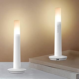 FUNTAPHANTA LED Battery Operated Table Lamps, Set of 2 Plastic Cordless Candle Lights with 3-Level dimming, Timer, 1800 mAh Rechargeable Battery, USB-C Charging Port, for Dining/ Living Room