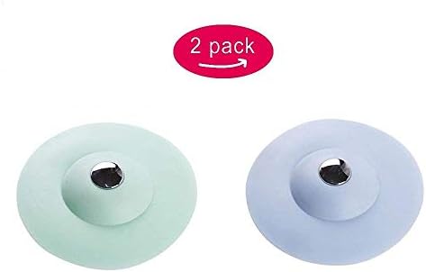 Silicone Drain Stopper,2 in 1 Stop & Filter Water Universal Drain Stopper Hair Catcher For Kitchen Sink, Bath Tub, Bathroom Sink(2PCS,Blue/Green)